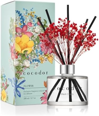 Cocod'Or Cocodor Preserved Real Flower Reed Diffuser/Black Cherry / 6.7Oz(200ml) / 1 Pack/Reed Diffuser Set, Oil Diffuser &amp; Reed Diffuser Sticks, Home Decor &amp; Office Decor, Fragrance And Gifts