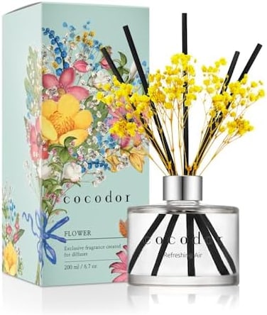 Cocodor Preserved Real Flower Reed Diffuser/Refreshing Air / 6.7Oz(200ml) / 1 Pack/Reed Diffuser Set, Oil Diffuser &amp; Reed Diffuser Sticks, Home Decor &amp; Office