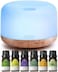 Asakuki Essential Oil Diffuser With Essential Oils Set, 500ml Aroma Diffuser With 7 LED Colors And Auto Shut-Off