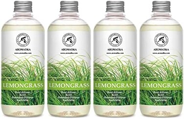 Lemongrass Diffuser Refill 68 Fl Oz (4X17Fl Oz) - Fresh &amp; Long Lasting Fragrance - Refill Bottle With Natural Essential Lemongrass Oil - Best For Aromatherapy - Reed Diffuser Oil Refill For Home