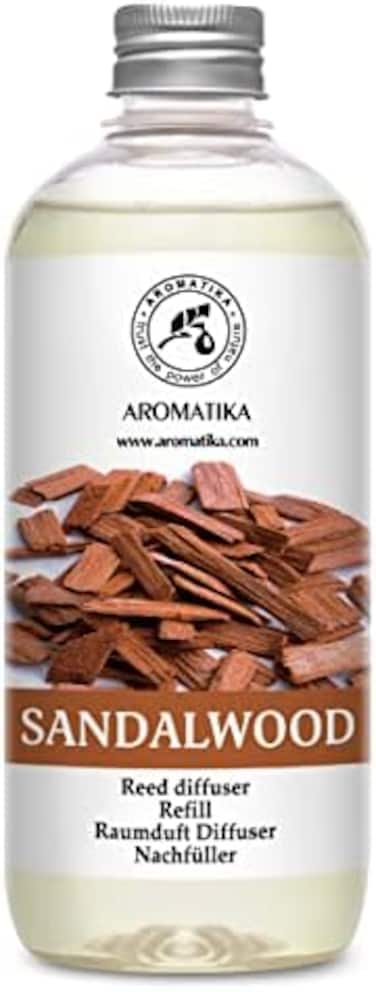 Aromatika Trust The Power Of Nature Reed Diffuser Refill Sandalwood 17 Fl Oz (500ml) - Room Diffuser - Home Fragrance - Scented Diffusers For Aromatherapy - Air Freshener - Fresh/Intensive Fragrance