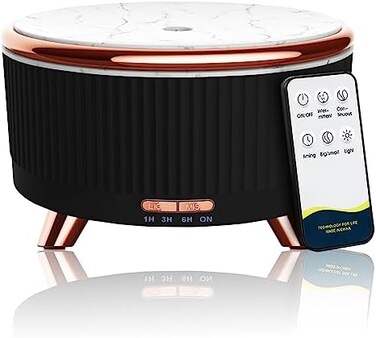 Diffusers For Essential Oils Large Room, 500ml Aromatherapy Diffuser Cool Mist Humidifier With Remote Control,7 Colors Lights &amp; 3 Mist Mode Waterless Auto Off For Women Office Home Black