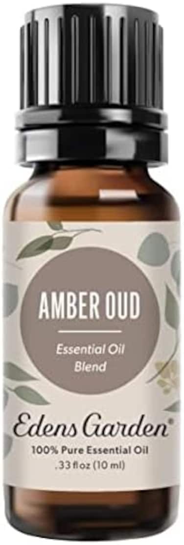 مزيج الزيوت العطرية من إيدينز جاردن عنبر عود - درجة ممتازة نقية 100%، غير مخفف، طبيعي، علاجي، علاج عطري، الأفضل للنشر والشموع والغسيل ومرطبات الهواء 10 مل (.33 أونصة سائلة)