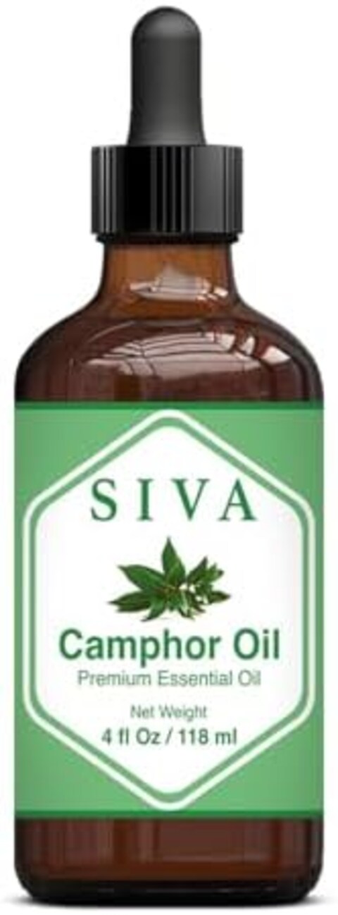 Siva Organics Camphor Essential Oil - 4 Fl Oz &ndash; Natural Camphor Oil - For Diffuser, Face, Skin Care, Aromatherapy, Hair Care, Scalp And Body Massage - With Dropper