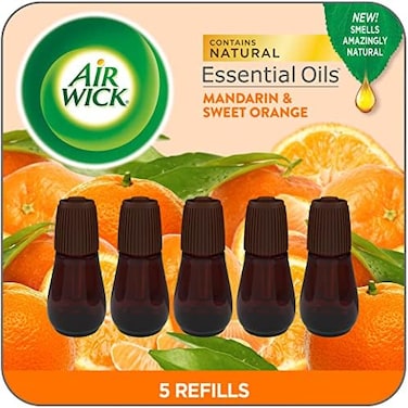 Air Wick Essential Mist Refill, 5 Ct, Mandarin &amp; Sweet Orange, Essential Oils Diffuser, Air Freshener