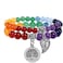 Natural Semi Precious Gemstone Beads Bracelet For Women - Tree Of Life And Leaf Charm Chakra Energy Healing Anxiety Stretch Bracelets