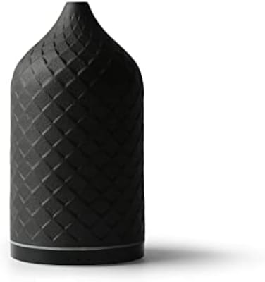 Essential Oil Diffuser For Home, Ceramic Aromatherapy Diffuser For Essential Oils, 120ml Oil Diffuser With Waterless Auto-Off And 7 LED Lights For Large Room Yoga Spa (Black)