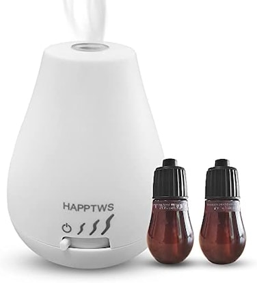 موزع روائح الزيوت العطرية من Happtws - موزع بدون ماء، 3 إعدادات مؤقت، يعمل بالبطارية لغرفة النوم وغرفة اليوغا والمرحاض وغرفة الحيوانات الأليفة