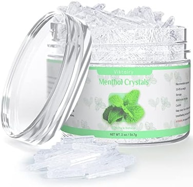 بلورات المنثول 2 أونصة، 100% بلورات نعناع عضوية نقية، رائعة لصنع أجهزة الاستحمام بالبخار والكريمات والصابون