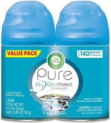 Air Wick Automatic Air Freshener Spray Refill, 2Ct, Fresh Waters, Odor Neutralization, Essential Oils