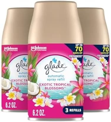 Glade Automatic Spray Refill, Air Freshener For Home And Bathroom, Exotic Tropical Blossoms, 6.2 Oz, 3 Count