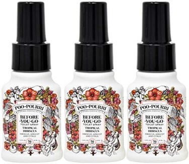 الكركديه الاستوائي Poo-Pourri 1.4 أونصة - 3 عبوات، تتضمن علامة الزجاجة