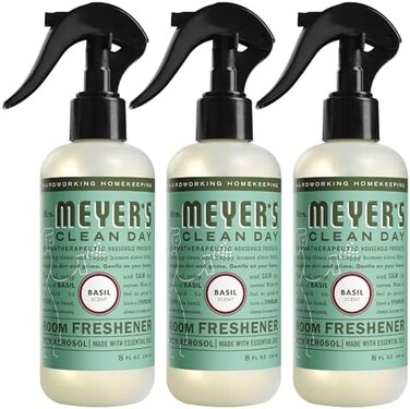 Mrs. Meyer's Clean Day Room Freshener, Basil Scent, 8 Ounce Non-Aerosol Spray Bottle (Pack Of 3)