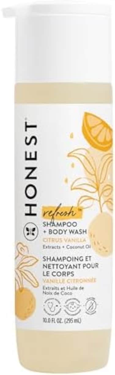 The Honest Company, شامبو منعش + غسول للجسم، الحمضيات والفانيليا، 10 أونصة سائلة (295 مل)
