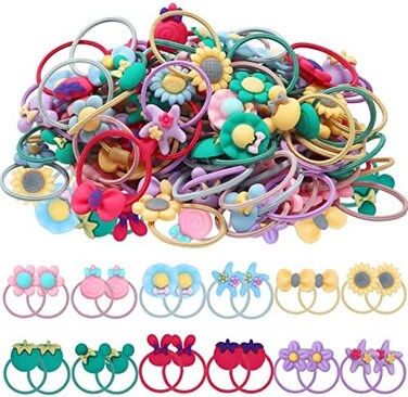 Willingtee 120Pcs (60 Pairs) Mix Colors Gelastic Hair Ties Soft Rubber Bands Hair Bands Holders Pigtails Accessories For Girls Infants Toddlers Kids Teens And Children