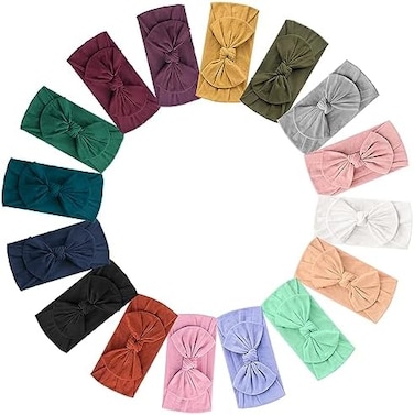 Prohouse 16Pcs Baby Nylon Headbands Hairbands Hair Bow Elastics For Baby Girls Newborn Infant Toddlers Kids