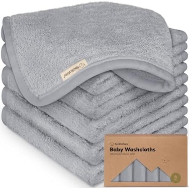 6-Pack Baby Washcloths - Soft Viscose Derived From Bamboo, Wash Cloths For Newborn, Kids, Bath Towels, Face Towel For Washing (Cool Gray)