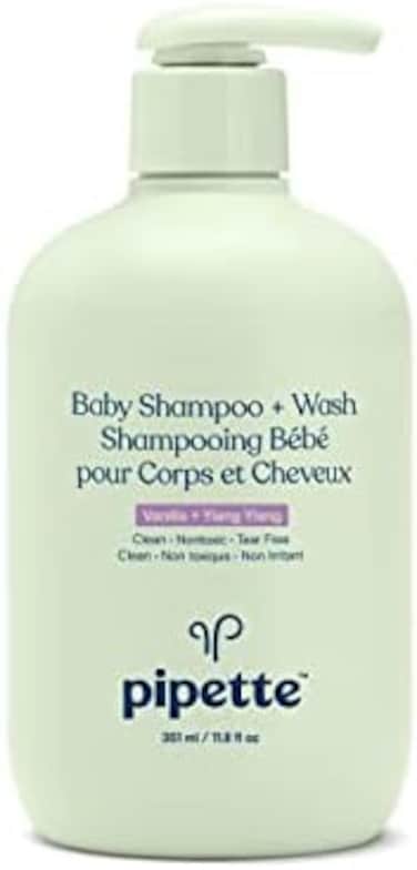 Pipette Baby Shampoo And Body Wash - Vanilla + Ylang Ylang, Tear-Free Bath Time, Hypoallergenic, Moisturizing Plant-Derived Squalane, Non-Toxic, Sulfate Free, 11.8 Fl Oz