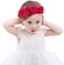 Fmeida Flower Crown Baby Headbands Newborn Floral Birthday Headbands For 4-24 Months, Red