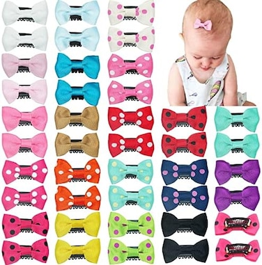 40 قطعة من سيليكشن مشابك شعر ناعمة للفتيات الصغيرات مقاس 1.75 بوصة، أشرطة شعر من الحرير المضلع، مشابك شعر مصنوعة يدويًا، إكسسوارات شعر للفتيات حديثي الولادة والأطفال الصغار