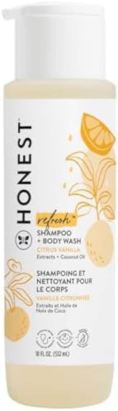 The Honest Company Perfectly Gentle Sweet Orange Vanilla Shampoo + Body Wash, Tear-Free Baby Shampoo With Naturally Derived Ingredients, Sulfate- &amp; Paraben-Free Baby Bath, 18 Fl Oz (Pack Of 1)