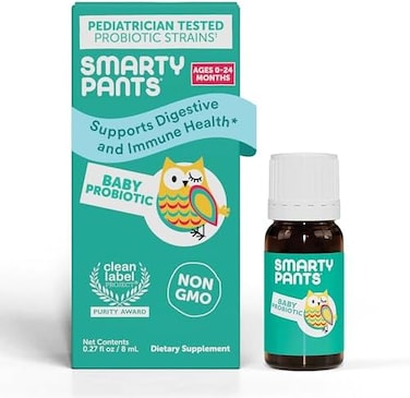 Smartypants Baby Probiotic Drops: Probiotics For Digestive Health + Comfort &amp; Immune Support, &amp; Dha Vegan Liquid Drops For Babies (0-24 Months), Pediatrician Tested, 1.6 Billion Cfu - 30 Day Supply