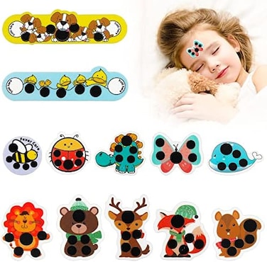 Weewooday Stick-On Fever Cartoon Stickers Forehead Fever Kids Cartoon Stickers Temperature Fever Patch For Kids Baby Adults Home Office Supplies (Cute Style)