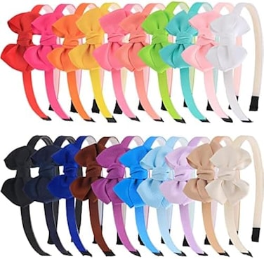 20Pcs Bow Headbands For Girls Toddler Grosgrain Hair Bows Hairbands With Teeth School Headbands For Teens Kids Children