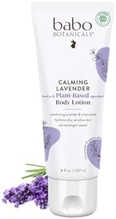 Babo Botanicals Calming Lotion With French Lavender And Organic Meadowsweet, Non-Greasy, Hypoallergenic, Vegan, For Babies, Kids Or Sensitive Skin - 8 Oz.