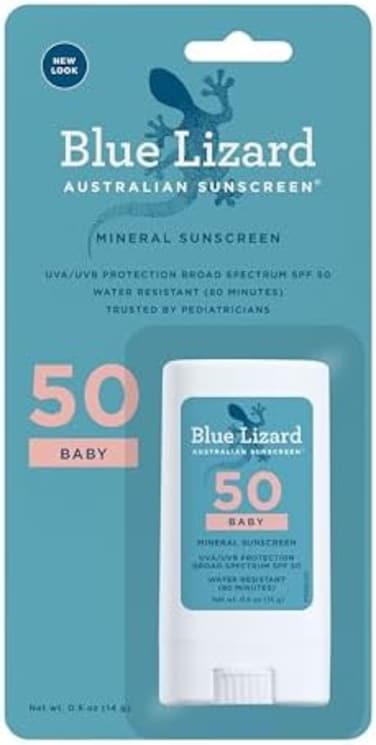 قلم واقي من الشمس معدني للأطفال من بلو ليزارد - بدون مواد كيميائية نشطة - عامل حماية من الشمس 50+، 0.5 أونصة