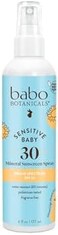 بخاخ واقي من الشمس من بابو بوتانيكالز بيبي سكين مينيرال بمعامل حماية 30 مع أكسيد الزنك النشط بنسبة 100%، مقاوم للماء، غير معطر، 6 أونصة سائلة