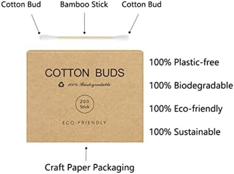 400 Bamboo Cotton Buds Biodegradable Ear Buds Cotton For Cleaning Ear And Doing Makeup Q Tips Cotton Buds