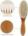 مجموعة مكونة من 3 قطع من فرشاة شعر الأطفال ومشط لحديثي الولادة والأطفال الصغار - فرشاة شعر خشبية طبيعية مع شعيرات الماعز الناعمة لغطاء المهد - منتج مثالي للعناية بفروة الرأس للرضع والأطفال الصغار