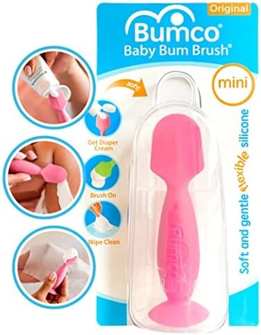 Bumco Diaper Cream Brush - Mini With Travel Case, Baby Butt Paste Diaper Cream Spatula, Butt Paste Spatula For Baby Butt Cream, Mini Diaper Cream Applicator, Butt Spatula Baby, Pink