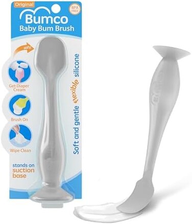 Baby Bum Brush, Original Diaper Rash Cream Applicator, Soft Flexible Silicone, Unique Gift, [Gray]