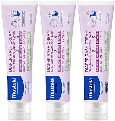 Mustela Baby Diaper Rash Cream 123 - Skin Protectant With Zinc Oxide - Fragrance Free &amp; Paraben Free - With 98% Natural Ingredients - 3.8 Oz (Pack Of 3)