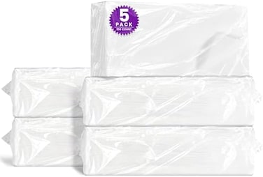 مناديل جافة للاستعمال مرة واحدة للأطفال والبالغين، عدد 150 (5 عبوات) - مناديل مناديل قطنية فائقة النعومة - حجم مناسب للسفر 17.78 سم × 33.02 سم - أقمشة تنظيف غير مبللة للبالغين