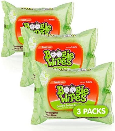 Boogie Gentle Saline Nose Wipes Original Fresh Scent - Set Of 3 (90 Wipes Total)