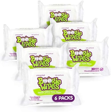 Wipes, Unscented Wet Wipes For Baby And Kids, Nose, Face, Hand, And Body, Soft And Sensitive Tissue Made With Natural Saline, Aloe, Chamomile And Vitamin E, 30 Count (Pack Of 6)