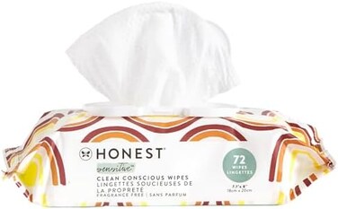 The Honest Company Clean Conscious Unscented Wipes, Over 99% Water, Compostable, Plant-Based, Baby Wipes, Hypoallergenic For Sensitive Skin, Ewg Verified, Rainbow, 72 Count