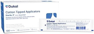 أدوات تطبيق ذات رؤوس قطنية، 3 بوصات، حزمة مكونة من 200 عصا مسحة خشبية، رأس قطن 100%، أعواد معقمة للتطبيقات الطبية، خالية من اللاتكس، للاستخدام مرة واحدة