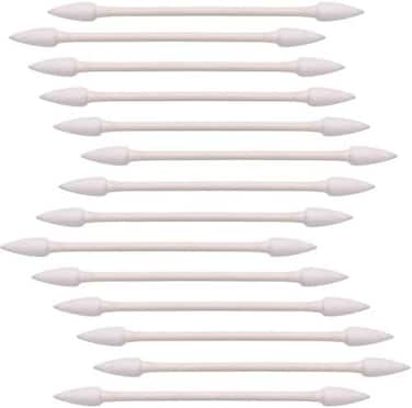 Tecunite 600 Pieces Cotton Swabs, Double Precision Tips With Paper Stick, 3 Packs, 200 Pieces 1 Pack (Pointed Shape)