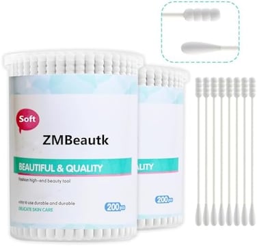 400Pcs Anti-Bacterial Cotton Swabs For Infant Baby/Kid/Adult, Round&amp;Spiral Head Qtip For Baby Ear Nose Clean, 100% Cotton Double Tipped Paper Sticks Multipurpose Cotton Buds Cleaning Sterile Sticks