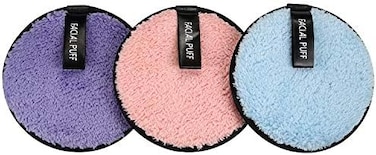 3 Colors Makeup Remover Pads: ReUSAble Soft Facial Cleaning Puffs Towels Christmas Gifts Double-Side Washable Make Up Removing Cloth Microfiber Multi-Function, Pink/Purple/Blue