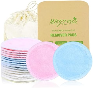 Wegreeco Bamboo Makeup Remover Pads 12 Pack With Laundry Bag - Chemical Free, ReUSAble Soft Facial And Skin Care Wash Cloth Pads - Wipes Face Clean (3 Color)