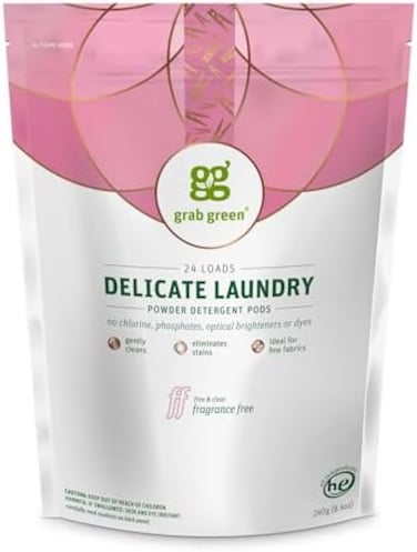 كبسولات منظفات الغسيل الطبيعية الحساسة، خالية من العطور، غير معطرة/مجانية وواضحة، 24 حمولة
