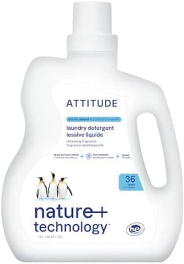 Attitude Liquid Laundry Detergent, Ewg Verified Laundry Soap, 36 Loads, He Compatible, Vegan, Plant Based Products, Cruelty-Free, Wildflowers, 60.8 Fl Oz