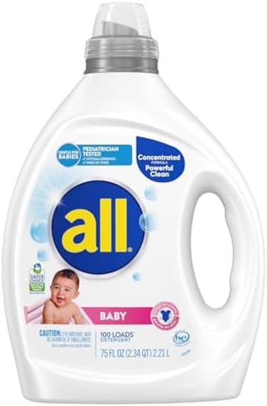 Liquid Laundry Detergent, Gentle For Baby, Unscented And Hypoallergenic, 2X Concentrated, 100 Loads