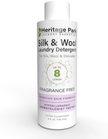 Heritage Park Silk &amp; Wool Fragrance Free, Hypoallergenic, Ph-Neutral Laundry Detergent - Dermatologist-Tested, Sensitive Skin-Friendly, Enzymes-Free, Ultra Concentrated (4 Fl Oz Trial Size)