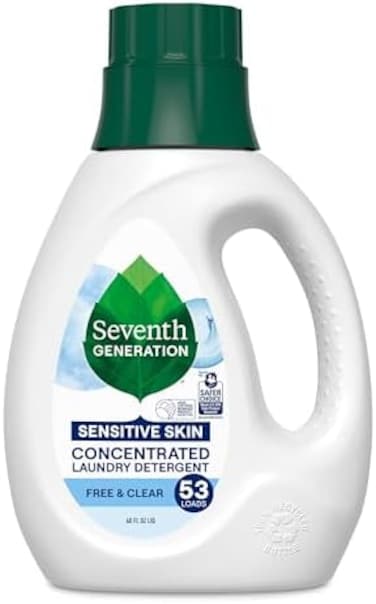 Seventh Generation Concentrated Laundry Detergent, Free &amp; Clear Unscented, 40 Oz (53 Loads)